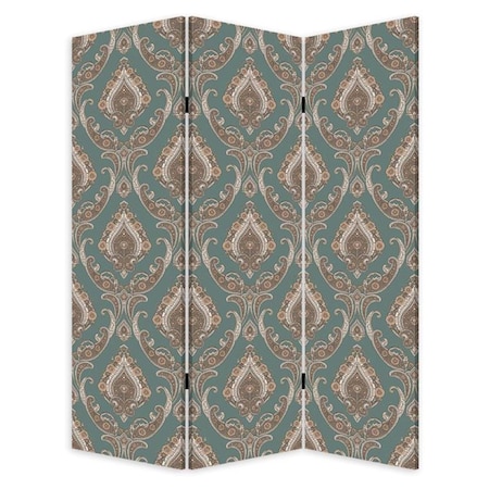 Palacedesigns Vintage Green Baroque Three Panel Room Divider Screen Multi Color PA3095927